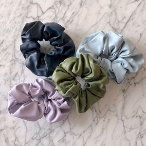 Vegan Leather Large Scrunchie Bundle - Multicolour 4 Pack